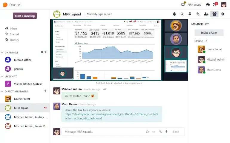 Un exemple du module Discussion Odoo pour une communication interne efficace en entreprise